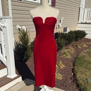 WHBM Strapless Velvet Midi Dress NWT